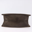 Salvatore Ferragamo Gancini Hand Bag Suede Brown Gold Tone Auth ka5495-5