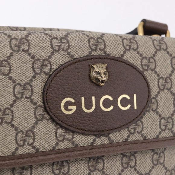 GUCCI GG Supreme Cathead Small Messenger Bag PVC Beige Gold 501050 Auth ka5496M