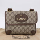 GUCCI GG Supreme Cathead Small Messenger Bag PVC Beige Gold 501050 Auth ka5496M-12