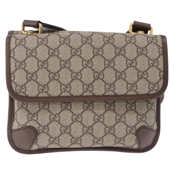 GUCCI GG Supreme Cathead Small Messenger Bag PVC Beige Gold 501050 Auth ka5496M