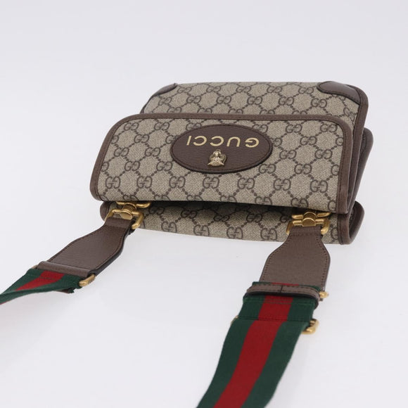 GUCCI GG Supreme Cathead Small Messenger Bag PVC Beige Gold 501050 Auth ka5496M