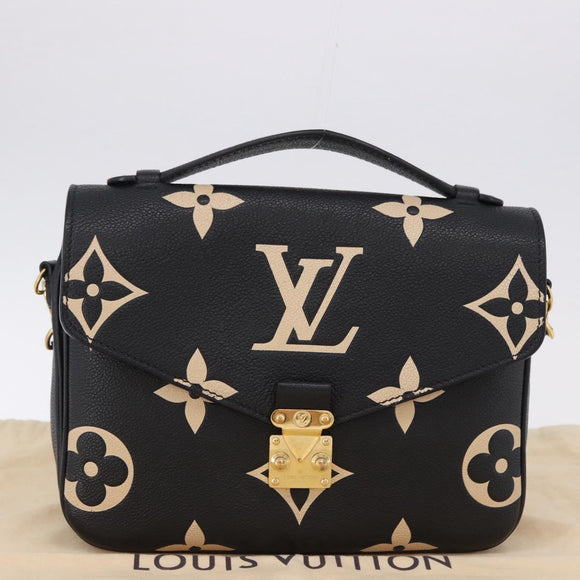 LOUIS VUITTON Monogram Empreinte Pochette Metis MM Black M45773 LV Auth ka5497SAV