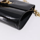 Salvatore Ferragamo Gancini Chain Shoulder Bag Patent Black Gold Auth ka5498-14