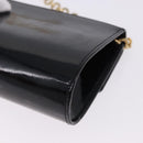 Salvatore Ferragamo Gancini Chain Shoulder Bag Patent Black Gold Auth ka5498-16