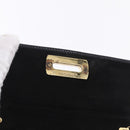 Salvatore Ferragamo Gancini Chain Shoulder Bag Patent Black Gold Auth ka5498-18