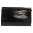 Salvatore Ferragamo Gancini Chain Shoulder Bag Patent Black Gold Auth ka5498-2