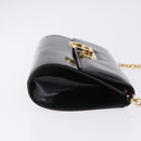 Salvatore Ferragamo Gancini Chain Shoulder Bag Patent Black Gold Auth ka5498-3
