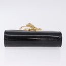 Salvatore Ferragamo Gancini Chain Shoulder Bag Patent Black Gold Auth ka5498-5