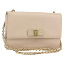 Salvatore Ferragamo Chain Shoulder Bag Leather Pink Gold Auth ka550-1