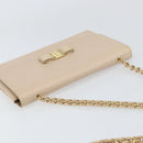 Salvatore Ferragamo Chain Shoulder Bag Leather Pink Gold Auth ka550-6