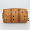 MCM Vicetos Boston Bag PVC Leather 2way Brown Gold Tone Auth ka5503A-11