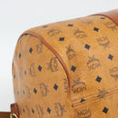 MCM Vicetos Boston Bag PVC Leather 2way Brown Gold Tone Auth ka5503A-15