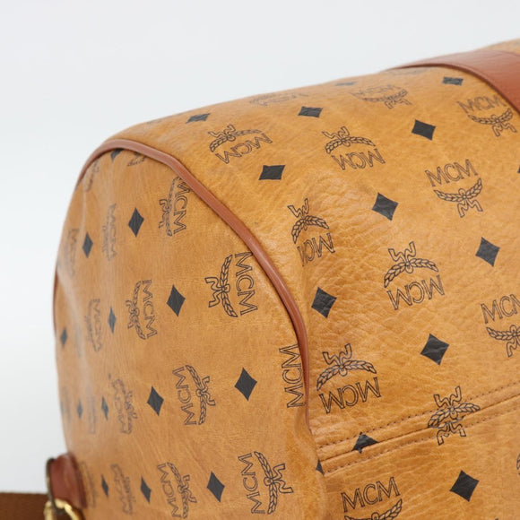 MCM Vicetos Boston Bag PVC Leather 2way Brown Gold Tone Auth ka5503A