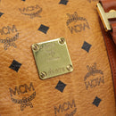 MCM Vicetos Boston Bag PVC Leather 2way Brown Gold Tone Auth ka5503A-16