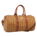 MCM Vicetos Boston Bag PVC Leather 2way Brown Gold Tone Auth ka5503A-1