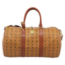 MCM Vicetos Boston Bag PVC Leather 2way Brown Gold Tone Auth ka5503A-2