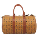 MCM Vicetos Boston Bag PVC Leather 2way Brown Gold Tone Auth ka5503A-3