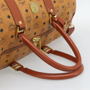 MCM Vicetos Boston Bag PVC Leather 2way Brown Gold Tone Auth ka5503A-7