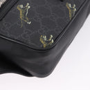 GUCCI GG Supreme Sherry Line Waist Bag PVC Black Silver 474293 Auth ka5506A-10