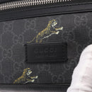 GUCCI GG Supreme Sherry Line Waist Bag PVC Black Silver 474293 Auth ka5506A-15