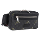 GUCCI GG Supreme Sherry Line Waist Bag PVC Black Silver 474293 Auth ka5506A-1