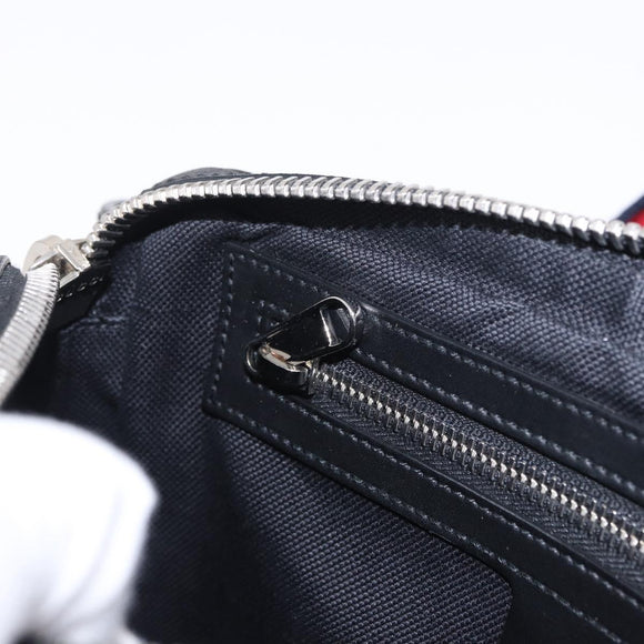 GUCCI GG Supreme Sherry Line Waist Bag PVC Black Silver 474293 Auth ka5506A
