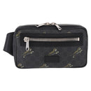 GUCCI GG Supreme Sherry Line Waist Bag PVC Black Silver 474293 Auth ka5506A-2