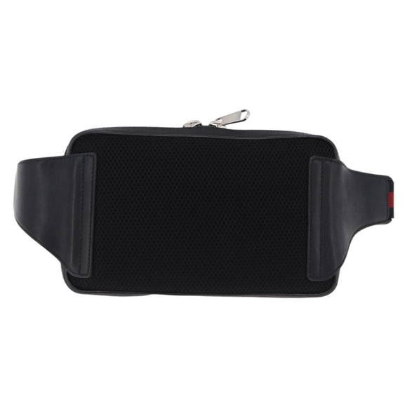 GUCCI GG Supreme Sherry Line Waist Bag PVC Black Silver 474293 Auth ka5506A