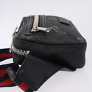 GUCCI GG Supreme Sherry Line Waist Bag PVC Black Silver 474293 Auth ka5506A-5
