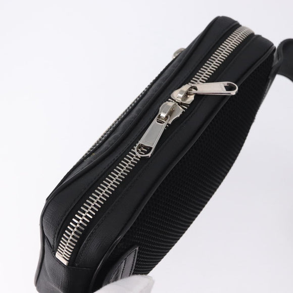 GUCCI GG Supreme Sherry Line Waist Bag PVC Black Silver 474293 Auth ka5506A