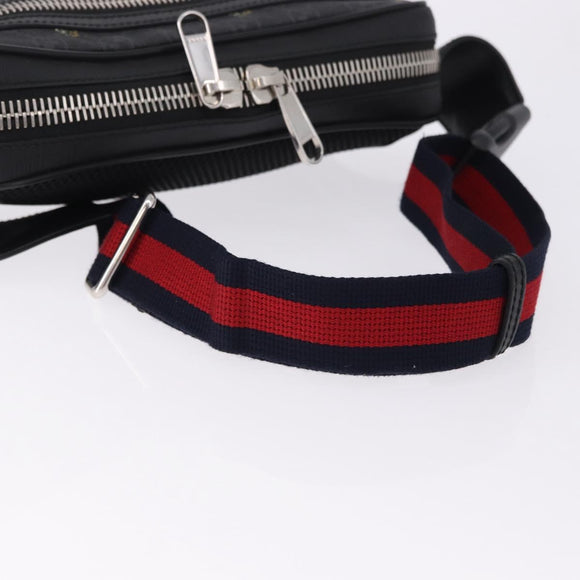 GUCCI GG Supreme Sherry Line Waist Bag PVC Black Silver 474293 Auth ka5506A