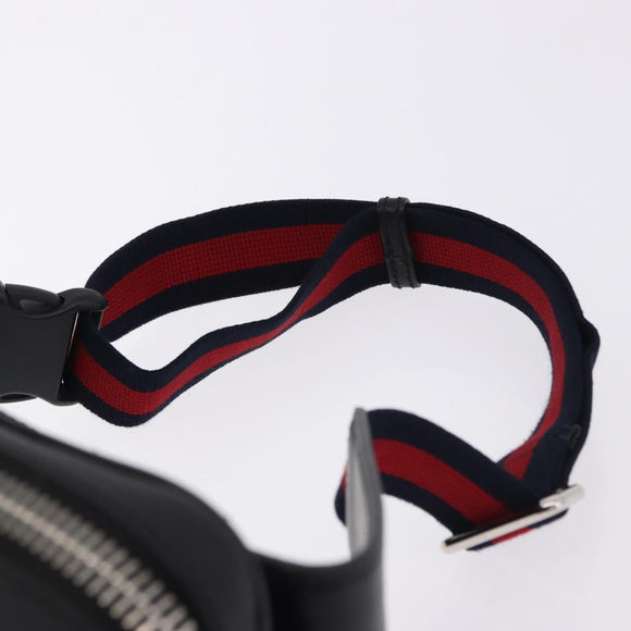 GUCCI GG Supreme Sherry Line Waist Bag PVC Black Silver 474293 Auth ka5506A