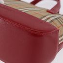 BURBERRY Nova Check Hand Bag Canvas Beige Red Auth ka5507-15