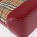 BURBERRY Nova Check Hand Bag Canvas Beige Red Auth ka5507-16