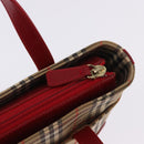BURBERRY Nova Check Hand Bag Canvas Beige Red Auth ka5507-11