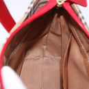 BURBERRY Nova Check Hand Bag Canvas Beige Red Auth ka5507-17