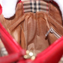 BURBERRY Nova Check Hand Bag Canvas Beige Red Auth ka5507-18