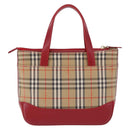 BURBERRY Nova Check Hand Bag Canvas Beige Red Auth ka5507-2