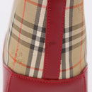 BURBERRY Nova Check Hand Bag Canvas Beige Red Auth ka5507-4