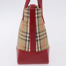 BURBERRY Nova Check Hand Bag Canvas Beige Red Auth ka5507-5