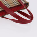 BURBERRY Nova Check Hand Bag Canvas Beige Red Auth ka5507-8