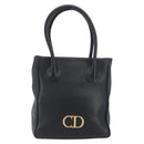 Christian Dior Hand Bag Leather Black Gold Tone Auth ka5510A-2