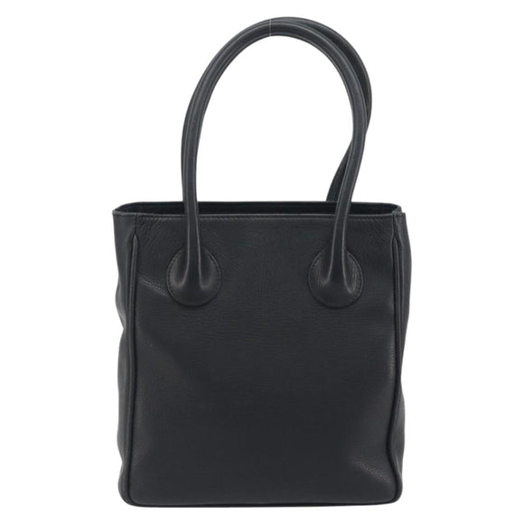 Christian Dior Hand Bag Leather Black Gold Tone Auth ka5510A