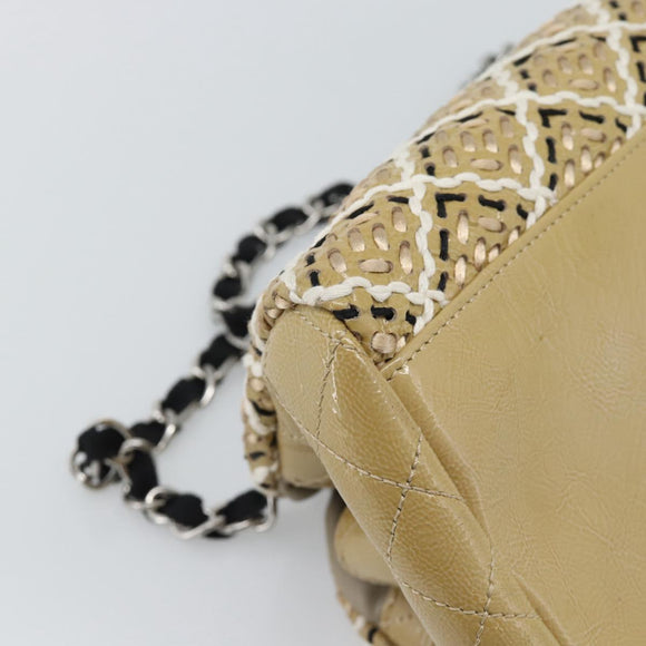 CHANEL Just Mademoiselle Matelasse Chain Shoulder Patent Brown CC Auth ka5511A