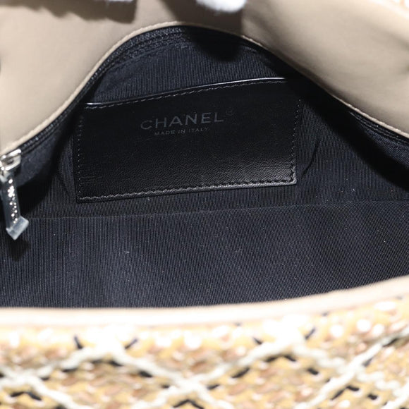 CHANEL Just Mademoiselle Matelasse Chain Shoulder Patent Brown CC Auth ka5511A