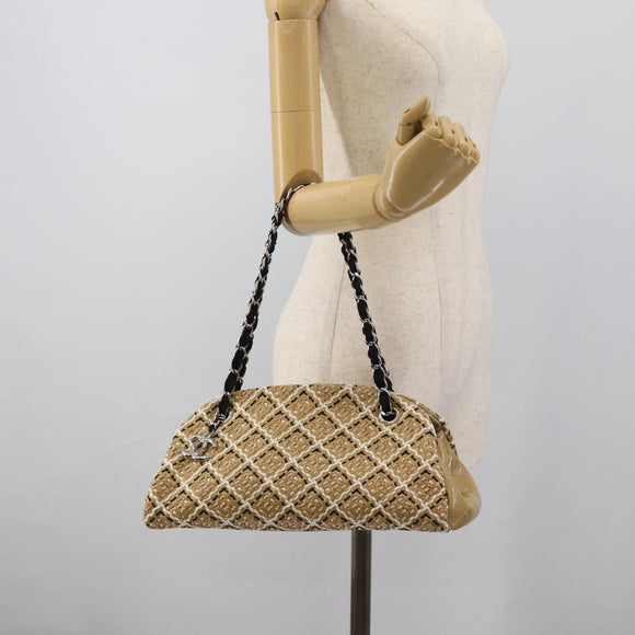CHANEL Just Mademoiselle Matelasse Chain Shoulder Patent Brown CC Auth ka5511A