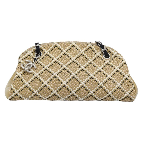 CHANEL Just Mademoiselle Matelasse Chain Shoulder Patent Brown CC Auth ka5511A