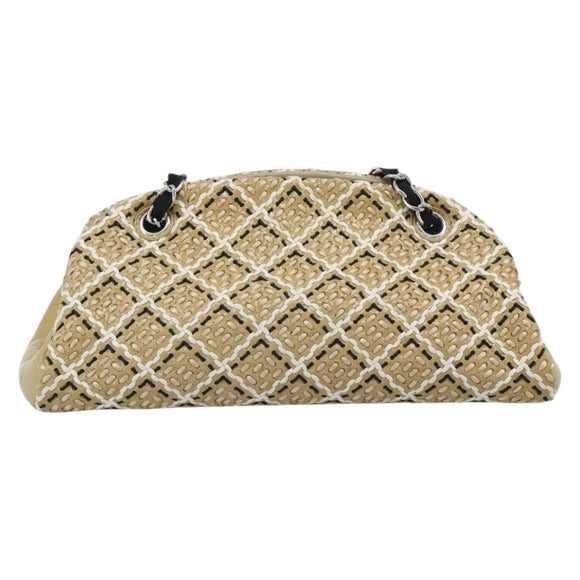 CHANEL Just Mademoiselle Matelasse Chain Shoulder Patent Brown CC Auth ka5511A