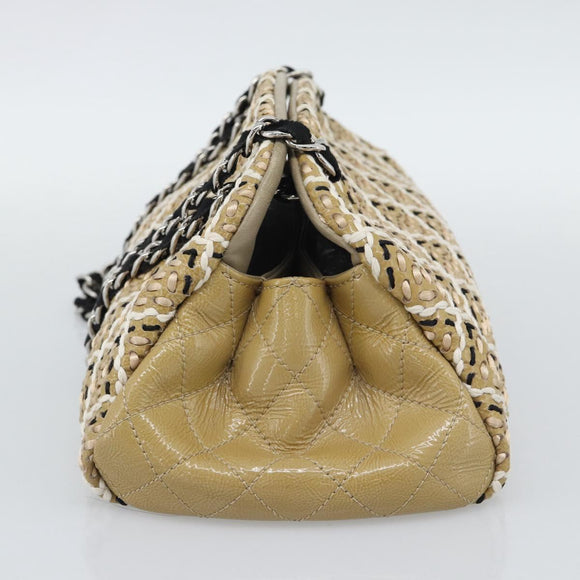 CHANEL Just Mademoiselle Matelasse Chain Shoulder Patent Brown CC Auth ka5511A