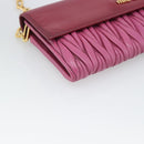 Miu Miu Chain Shoulder Wallet Leather Pink Gold Tone Auth ka5512A-14